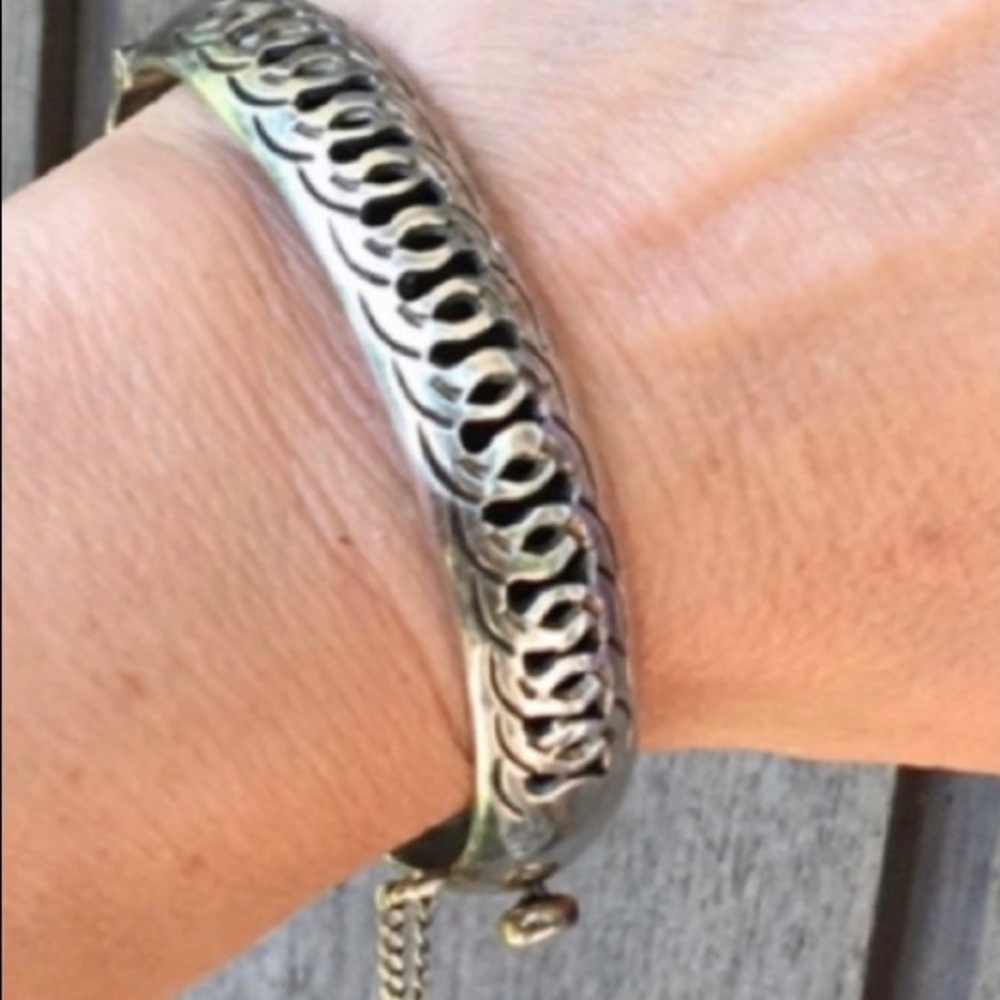 TAXCO 925 Bracelet Vintage Sterling Silver Shadow Box Hinged Bangle - Picture 2 of 6